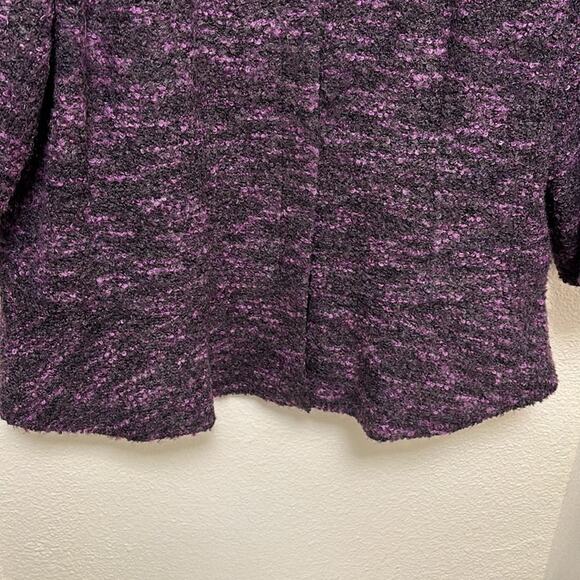 Sejour Nordstrom Boucle Lined Jacket 3/4 Sleeve Snap Close 14W Purple Black - Picture 7 of 7